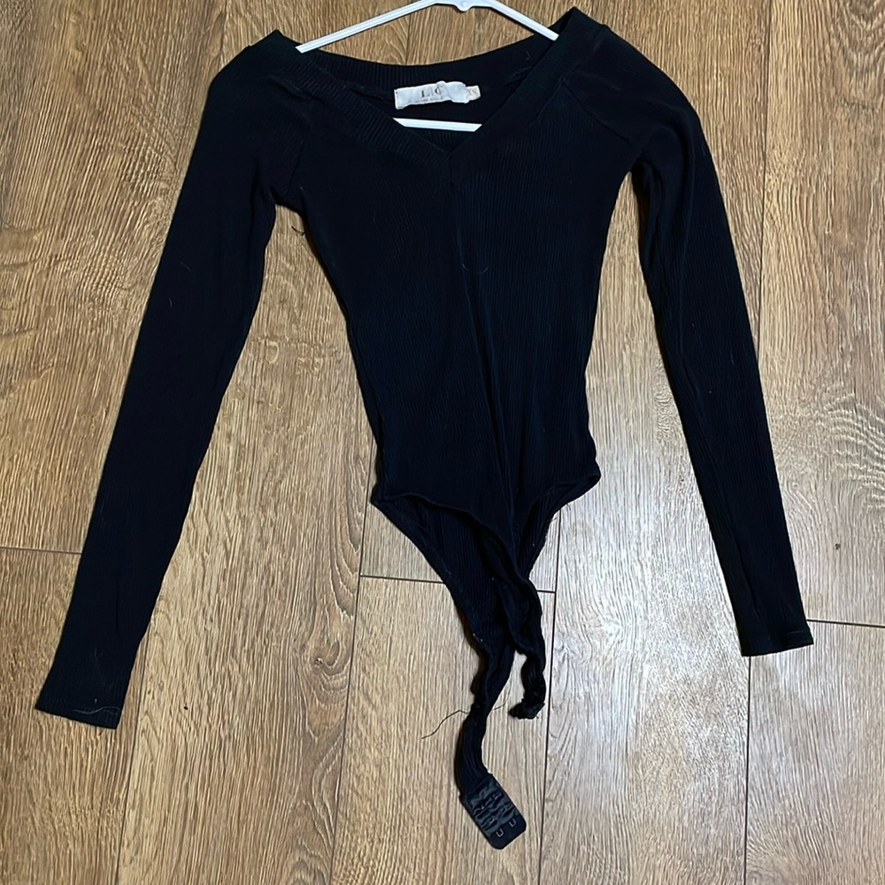 Black v-neck bodysuit